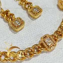 سرویس کارتیر نگین دار طلا تاج ماه