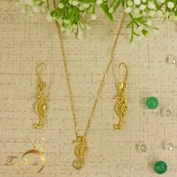 نیم ست طلا ۱۸ عیار اسب دریایی فیوژنی تاج ماه