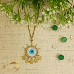 پلاک چشم نظر پولک آویز تاج ماه