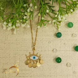 پلاک چشم نظر پولک آویز تاج ماه