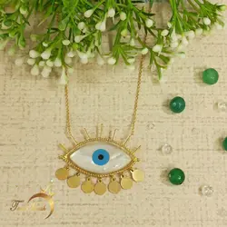 پلاک زنجیر چشم نظر پولک آویز تاج ماه