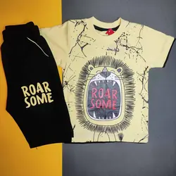 ست تیشرت شلوارک شیر خشمگین کد:1055