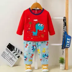 ست بلوز شلواردایناسور قرمز تمام پنبه کد:9052