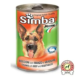 کنسرو سگ چانک گوشت و سبزیجات 1230 گرم Simba Monge