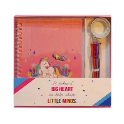 پکیج دفتر خاطرات 40 برگ به همراه چسب و خودکار 7 رنگ طرح یونیکورن