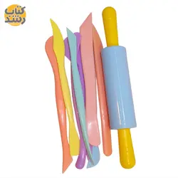 ابزار سفالگری پلاستیکی روناس ronas مجموعه 8 عددی به همراه وردنه