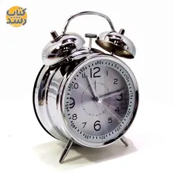 ساعت رومیزی زنگ دار استیل سایز بزرگ نقره ای