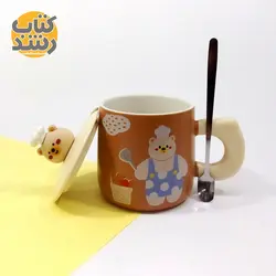 ماگ سرامیکی درب دار طرح خرس آشپز