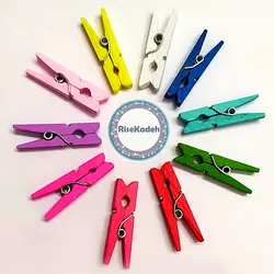 گیره چوبی رنگی {بسته ده عددی}