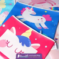 پوشه زیپی چرم طرح یونیکورن
