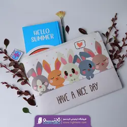 پوشه زیپی چرم طرح خرگوش