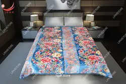 پتو دو نفره دولایه ابریشمی گل برجسته 2.8 کیلو لیپار (کد004)