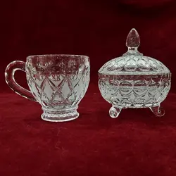 فنجان و قندان کوچک سه پایه انجلیکا چین(1قندان 6 فنجان)