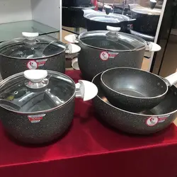 سرویس قابلمه رویال دو رو گرانیت 8 پارچه  (5رنگ)