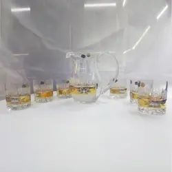 پارچ و لیوان طلاکوب بوهیما کریستال چک