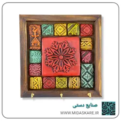 جا کلیدی دیواری چوبی و سفال گبه کد ۷۲۴