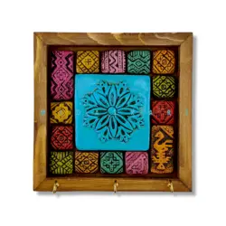 جا کلیدی دیواری چوبی و سفال گبه کد ۷۲۰
