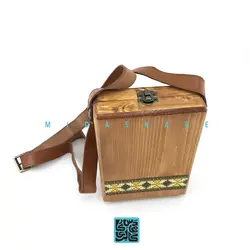 کیف چوبی شماره دوزی رودوشی با بند چرمی کد GIN-1299