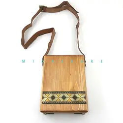 کیف چوبی شماره دوزی رودوشی با بند چرمی کد GIN-1299