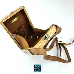 کیف چوبی شماره دوزی رودوشی با بند چرمی کد GIN-1299