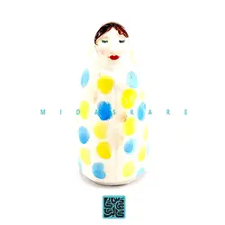 ادویه پاش سرامیک خانم چادر خال خالی زرد و آبی