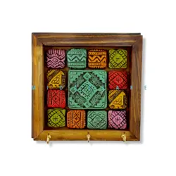 جا کلیدی دیواری چوبی و سفال گبه