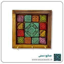 جا کلیدی دیواری چوبی و سفال گبه