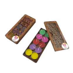 شمع وارمر ۱۰ عددی رنگی عطری با جعبه چوبی