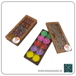 شمع وارمر ۱۰ عددی رنگی عطری با جعبه چوبی