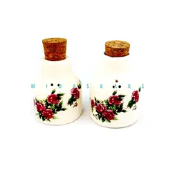 نمکدان استوانه چوب پنبه گلسرخی