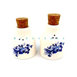 نمکدان استوانه چوب پنبه گل آبی
