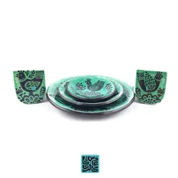 نمکدان طرح گل و مرغ سبز