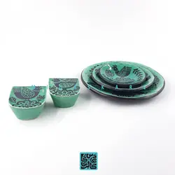 نمکدان طرح گل و مرغ سبز