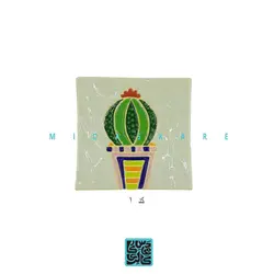 ظرف مربع ۱۳ سانتیمتری طرح کاکتوس