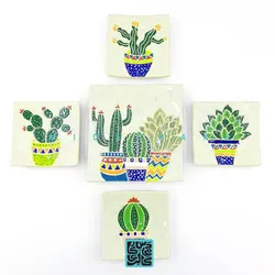ظرف مربع ۱۳ سانتیمتری طرح کاکتوس