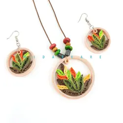 گردنبند و گوشواره طرح برگ گرد