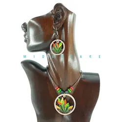 گردنبند و گوشواره طرح برگ گرد