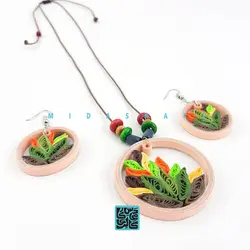 گردنبند و گوشواره طرح برگ گرد