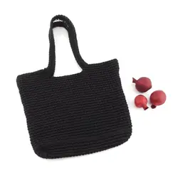 کیف دستی زنانه مکرومه بافی ریز مشکی