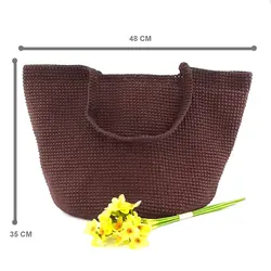 کیف زنانه مکرومه بافی قهوه ای