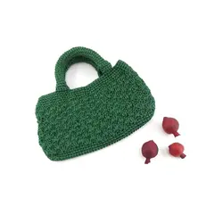 کیف زنانه مکرومه بافی سبز