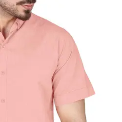 خرید آنلاین پیراهن تترون مردانه آستین بلند کرم‎-صورتی هجرت | فروشگاه اینترنتی Radek - لذت خرید آنلاین