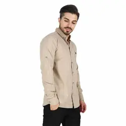 خرید آنلاین پیراهن تترون مردانه آستین بلند کرم‎-صورتی هجرت | فروشگاه اینترنتی Radek - لذت خرید آنلاین