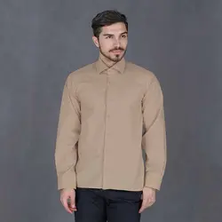 خرید آنلاین پیراهن تترون مردانه آستین بلند کرم‎-صورتی هجرت | فروشگاه اینترنتی Radek - لذت خرید آنلاین