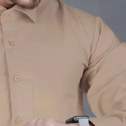 خرید آنلاین پیراهن تترون مردانه آستین بلند کرم‎-صورتی هجرت | فروشگاه اینترنتی Radek - لذت خرید آنلاین