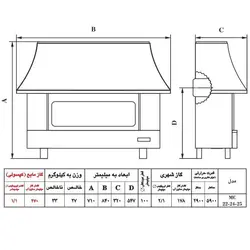 بخاری گازی شومینه ای نیک کالا مدل آذر MC24