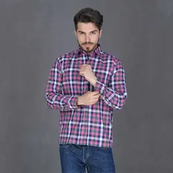 پیراهن چهارخانه درشت آستین بلند صورتی سرمه ای بچه گانه تیدا Tida | رادک