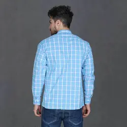 خرید آنلاین پیراهن چهارخانه ریز آستین بلند آبی سفید مردانه تیدا Tida | فروشگاه اینترنتی Radek - لذت خرید آنلاین