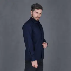 پیراهن تترون مردانه آستین بلند سرمه ای تیره هجرت - خرید آنلاین | فروشگاه اینترنتی Radek