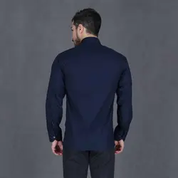 پیراهن تترون مردانه آستین بلند سرمه ای تیره هجرت - خرید آنلاین | فروشگاه اینترنتی Radek